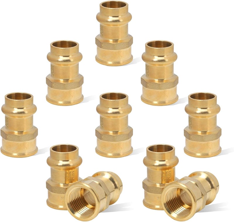 Abbiemo 10PCS 1/2 inch Propress x 1/2 inch NPT Female Adapter Pressure Copper Fitting ProPress Connect to Female NPT Pipe Lead-Free - Image 1